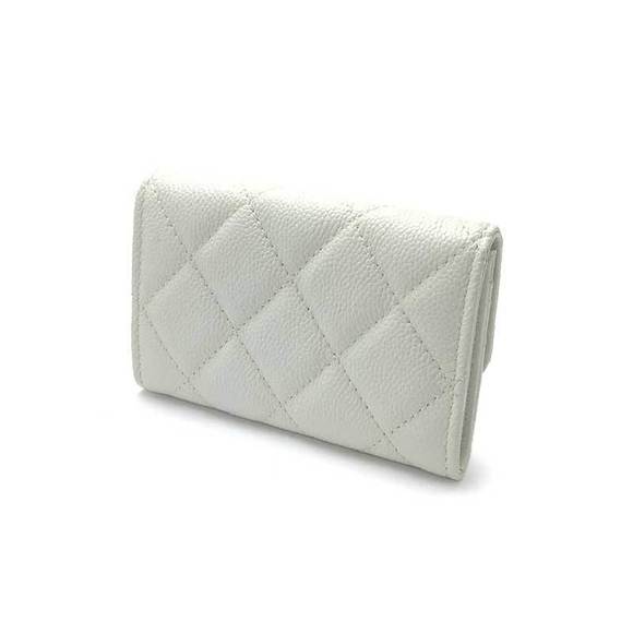 Chanel Card Case Caviar Skin White Matelasse CocoMark Holder - Picture 2 of 5